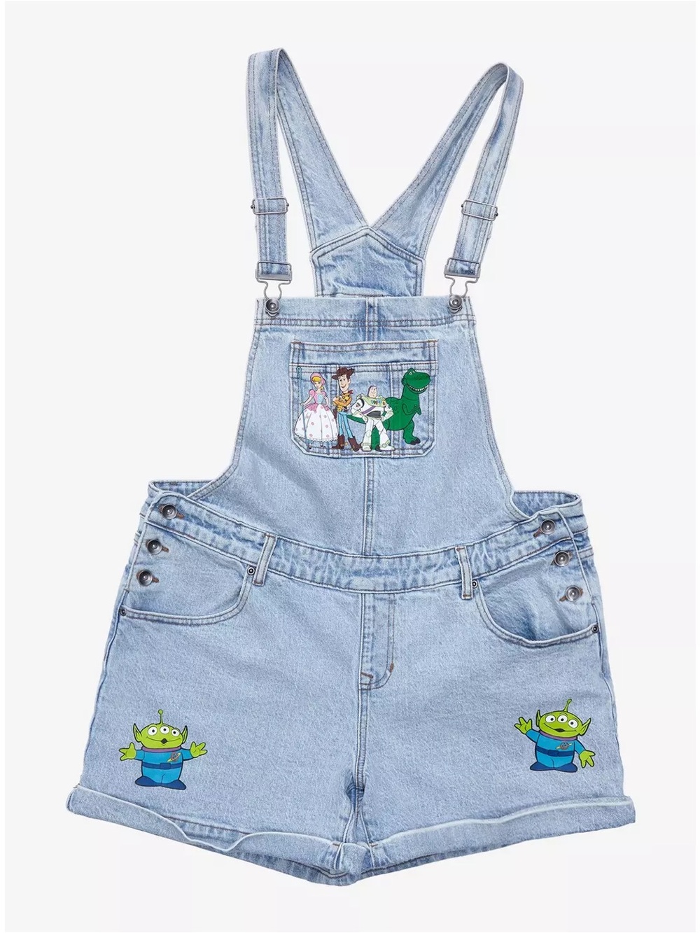 NWT Disney Pixar Denim Overalls with Colorful Toy Story Patch - Picture 2 of 10